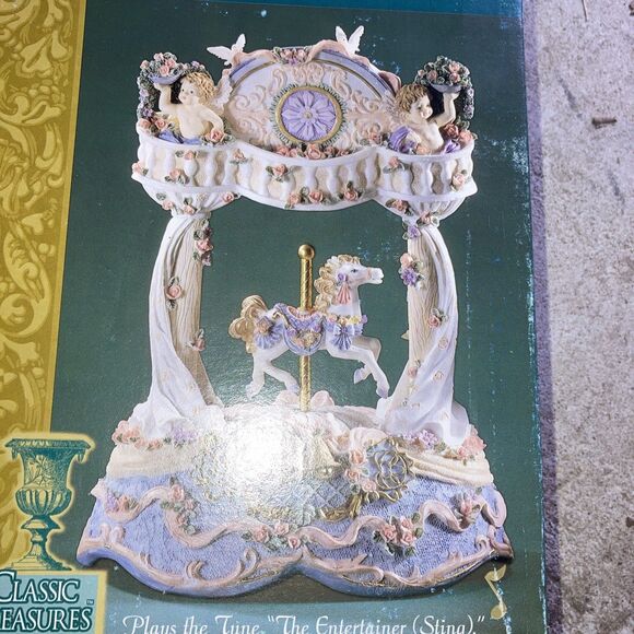 Vtg Classic Treasures Music Box Musical Carousel Animated Horse The Entertainer - Picture 2 of 5